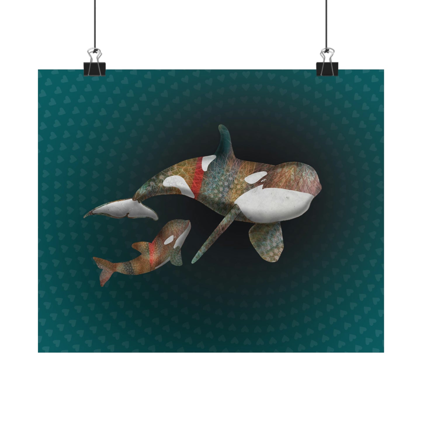 Mother and Baby Orca - Blue