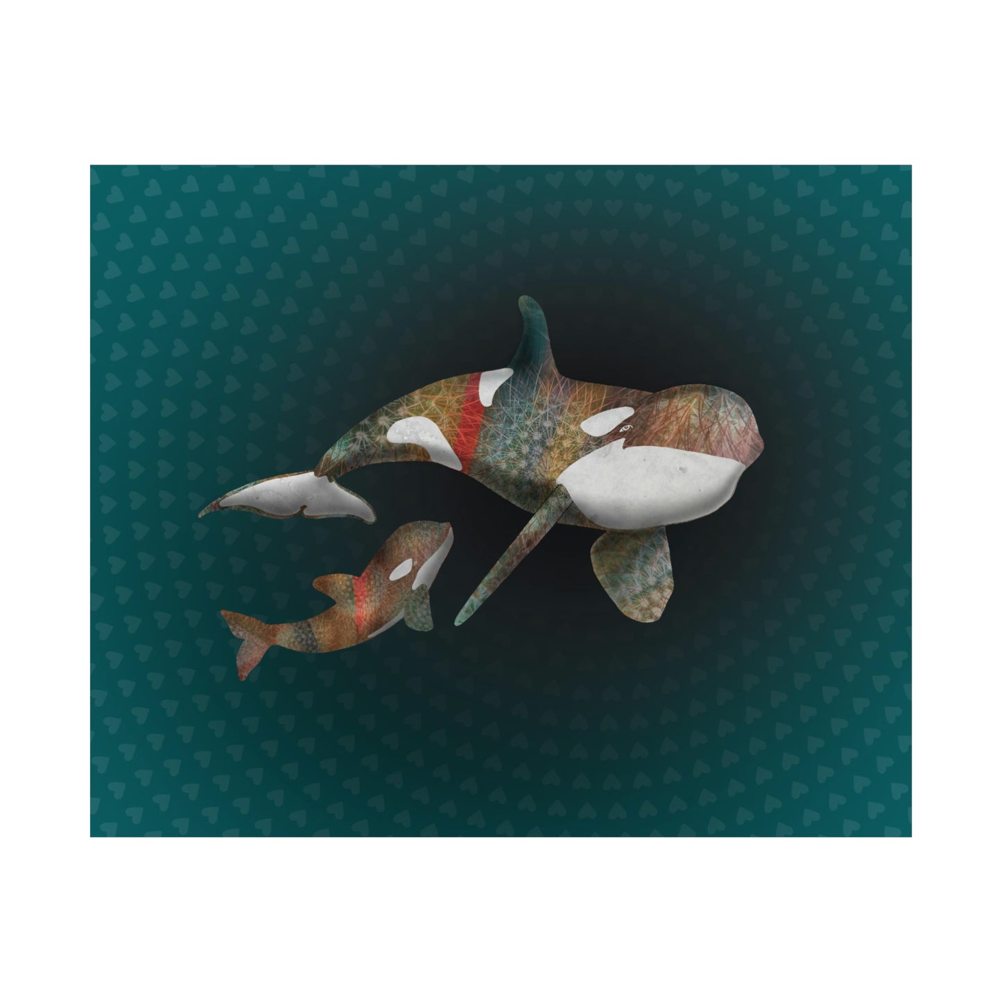 Mother and Baby Orca - Blue